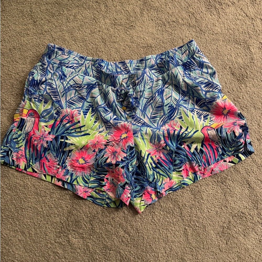 Lilly Pulitzer Blue and Pink Floral Athletic Shorts